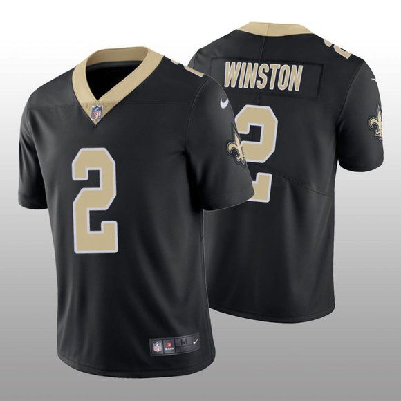 Men New Orleans Saints #2 Jameis Winston Nike Black Vapor Limited NFL Jersey